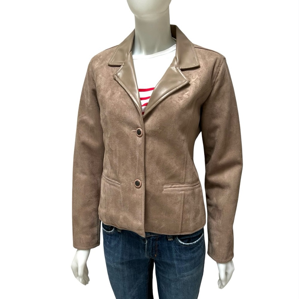 A Collezioni Tan Jacket Vegan Suede Leather Blazer Cruelty Free Utilitity Travel